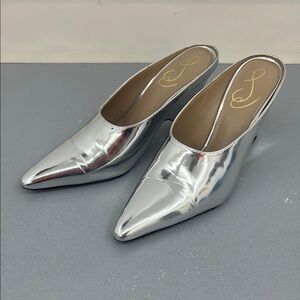 Sam Edelman Silver Mules with Stiletto Heels